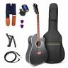 Vgk41-12bkce 714131196050 Vangoa Inch Strings Black Acoustic Electric Cutaway Guitar