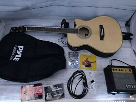 Peag93 Acoustic Electric Cutaway Guitar 3/4 Scale 36inch Steel String Spruce Wood