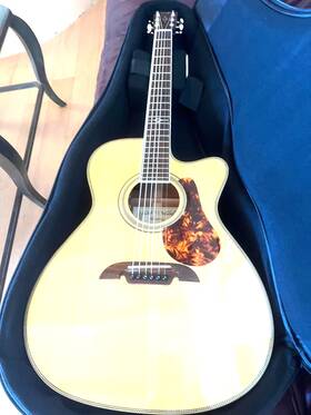 Mf60ce Alvarez Masterworks Folk/om Acoustic/electric Guitar Herringbone- Natural