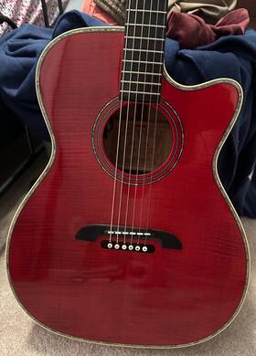 Wy1rd Alvarez Yairi Folk/om Cutaway Acoustic Electric Cherry Red With Case
