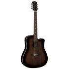 Artvdce Luna Guitars Dreadnought Acoustic Electric Guitar In Distressed Sunburst