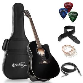 Ashthorpe C85 Blk Full-size Cutaway Thinline Acoustic-electric Black
