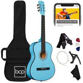 B0cphr3m29 Best Choice Products 38in Light Blue Acoustic Guitar Starter Kit With Bag Picks Strap