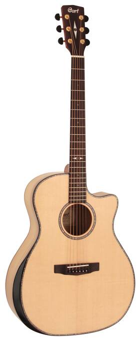 Cort Guitars 809625363826 Gamybevelnat Grand Regal Acoustic Cutaway Guitar. Natural Glossy Arm Bevel