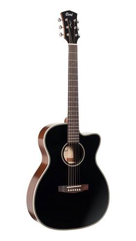 Oc4btsg-u Cort Essence Oc4 Om Cutaway Acoustic-electric Guitar - Black Top Semi Gloss