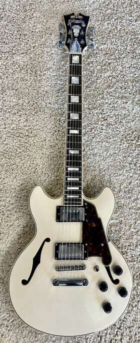 Dangelico 680196090674 Dftangelico Premier Mini Dc Semi-hollow Body Electric Guitar Champagne With Bag