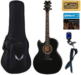 Dean 683609925549 Lefty Exhibition Thin Body A/e Guitar Black Satin Light Weight Case Bundl