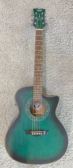 Dean 819998023621 Eqa Tbls Exotica Quilt Ash Acoustic Electric Guitar Transparent Blue Satin