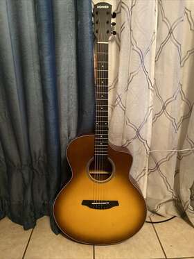 Dat-115s Donner Steel String Acoustic-electric Guitar With Accessories And Carrying Case New