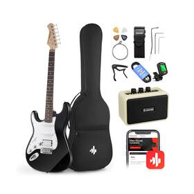 Ec1224 Donner 39 Inch Left-handed Electric Guitar Kit Solid Body Black Lefty Beginne