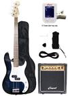 Eb46-tb-kit Crescent Electric Bass Guitar Starter Kit Transparent Blue 744759864895