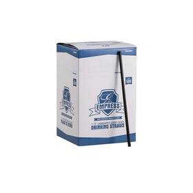 E2100bk Empress Jumbo Straw Unwrapped 7.75 Inch Black Boxed 10/500 Cs