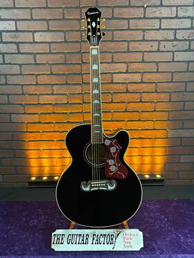 J200ec-0814-u Epiphone J-200ec Studio Acoustic-electric Guitar - Black Store Demo Model