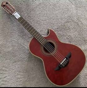 G649 Factory Red Quilted Maple Body Electric Acoustic Bajo Quinto