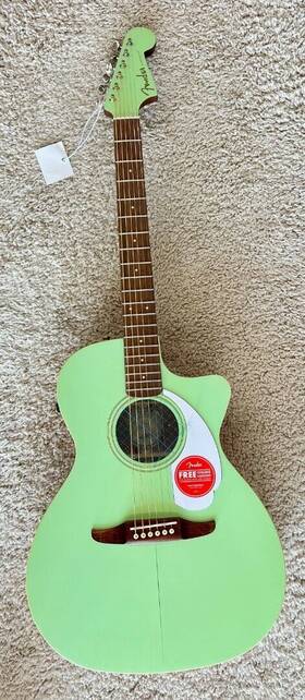 0970743557 Fender Newporter Player Auditorium Size Acoustic Electric Guitar Surf Green