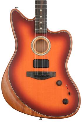 0972313252 Fender American Acoustasonic Jazzmaster Acoustic-electric Guitar - Tobacco