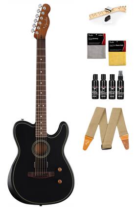 Fender 840262250016 Acoustasonic Standard Telecaster - Black With Cleaning Kit