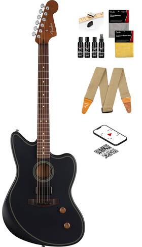 Fender 840262250047 Acoustasonic Standard Jazzmaster - Black With Cleaning Kit