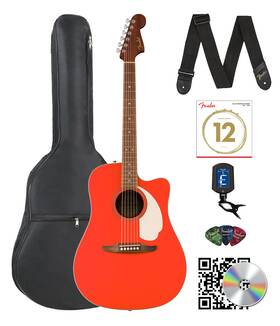 Fender 840262259828 California Standard Redondo Ce Acoustic-electric Guitar - Fiesta Red With G