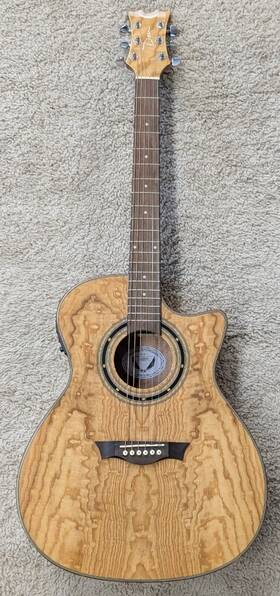 961532021 Fender Dean Eqa Gn Exotica Quilt Ash Acoustic-electric Guitar In A Gloss Natural Finish