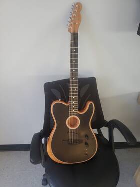 972013206 Fender American Acoustasonic Telecaster Electric Acoustic Guitar Black