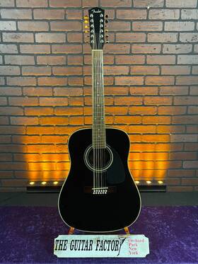 Dg16e12-0968-u Fender 2000 Dg-16e 12-string Acoustic Electric Guitar - Black With Hard Case