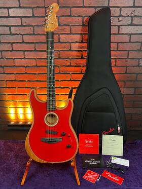 Fender Usacoustasonicstrat-0316-u American Acoustasonic Strat Ebony Fingerboard Dakota Red With Deluxe Bag