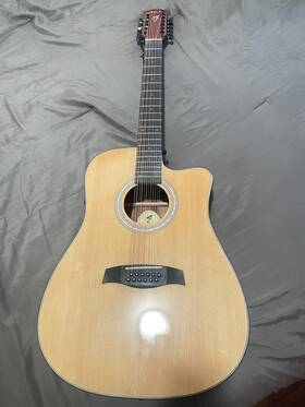 Fesley Fdet280c 12 String Acoustic Electric Guitar Natural Cutaway