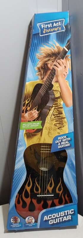 First Act 607266112197 Discovery Acoustic 6 Strings Guitar Flames Rock And Roll Select Edition