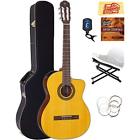 Gc3cenat Gc3cenatcombopro Takamine Classical Cutaway Guitar Natural Gloss Bundle With 660845717077