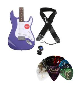 Bundle-302340 Gearnuts Squier Sonic Stratocaster Electric Guitar Essentials Bundle - Ultraviolet Wit