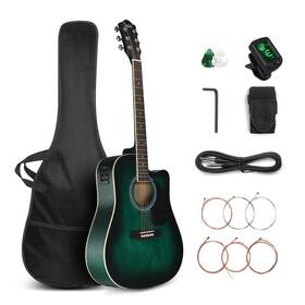 B0cl4cqvk4 Glarry 41in Acoustic-electric Guitar Cutaway Tuner Gig Bag Steel String Gre