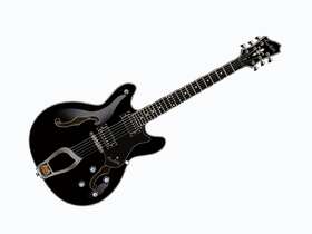 Hagstrom 710552832126 New Viking Classic Semi-hollow Body Electric Guitar - Black Gloss