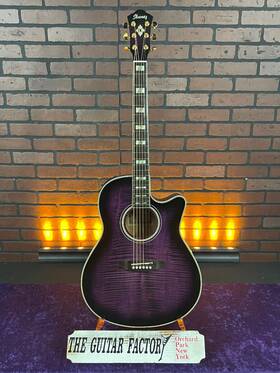 Aef30-tvs-op Ibanez Aef30-1125-u Rare 2001 Aef30-tvs-op- Trans Purple Flame Acoustic Electric With Hard Case