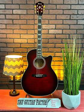 Aef30e-0189-u Ibanez Aef30e-ths- Transparent Flame Red Acoustic Electric Guitar