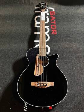 Aegb24e Ibanez Acoustic-electric Bass Guitar - Black High Gloss
