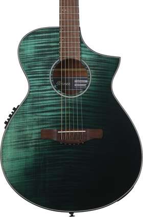 Aewc32fmgsf Ibanez Acoustic-electric Guitar - Dark Green Sunset Fade
