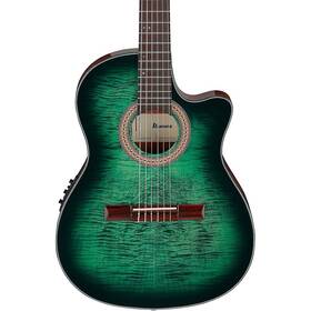 Ga35fmtceebh Ibanez Ga35fmtce Flamed Maple Top Classical Acoustic-electric Guitar Emerld Brst