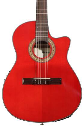 Ga35tcesrr Ibanez Ga Cutaway Thinline Nylon-string Acoustic-electric Guitar - Sapphire Red