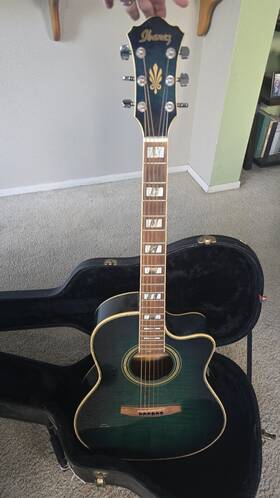 N840tb Ibanez 1992 Translucent Blue Acoustic Electric Guitar Rare W Hard Case