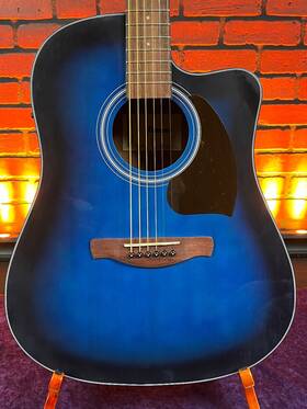 Ibanez Pf50ceobh-b1 Pf50ceobh Acoustic-electric Guitar Open Pore Transparent Blue Sunburst