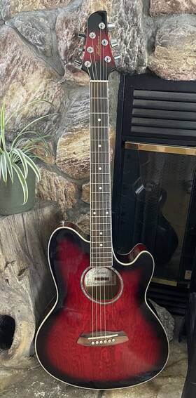 Tcy20e-trs Ibanez Talman Tcye-trs Acoustic Electric Guitar Red Quilted Ash