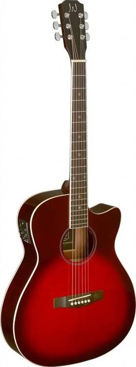 J.n Guitars 882030226847 Transparent Redburst Acoustic-electric Auditorium Guitar With Solid Spruce To