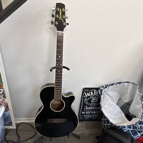 Jasmine Ts91c Black Cutaway Acoustic-electric Guitar 6-string With Stand