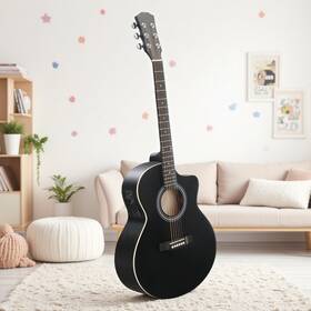 Jt-37788227 Jutoop 41-inch Acoustic-electric Guitar Set With Eq And Amp - Jumbo Cutaway Matte Black