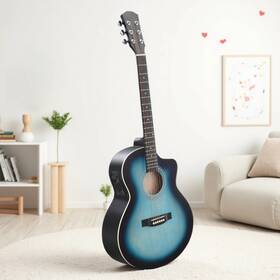 Jt-43636604 Jutoop 41-inch Acoustic-electric Guitar Set With Eq And Amp - Jumbo Cutaway Blue
