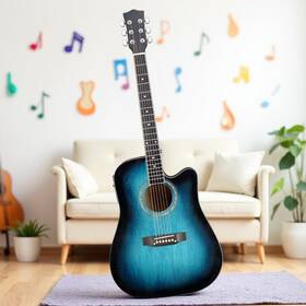 Jt-16848308 Jutrend 41ftft Cutaway Acoustic-electric Guitar Set With Eq And Amp - Blue Basswood