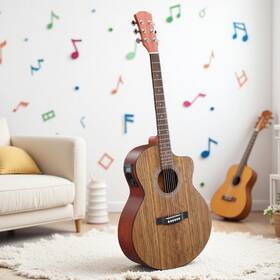 Jt-93354131 Jutrend 41-inch Acoustic-electric Guitar Set With Eq And Amp - Cutaway Jumbo Dark Natural
