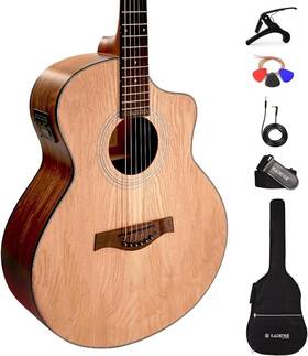 Kad-a06eq-n-sc Kadence Guitar Acoustica Series Grand Auditorium Body Semi Acoustic Ash Wood G