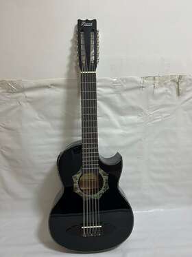 De5721bk Ktone Professional 12 String Bajo Sexto Acoustic Electric Guitar Black With Gig Bag